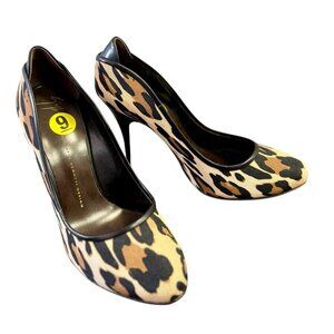 Giuseppe Zanotti Leopard Print Canvas Peep Toe Pumps - Size 9